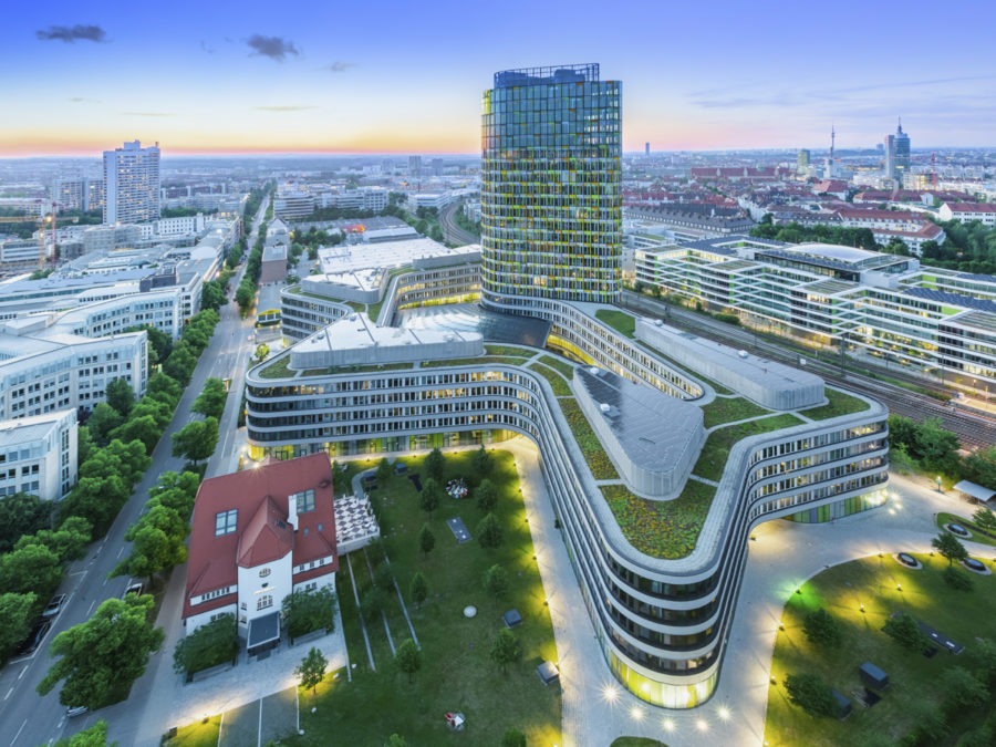 ADAC Zentrale München Headquarter Tower Luftbild Architektur